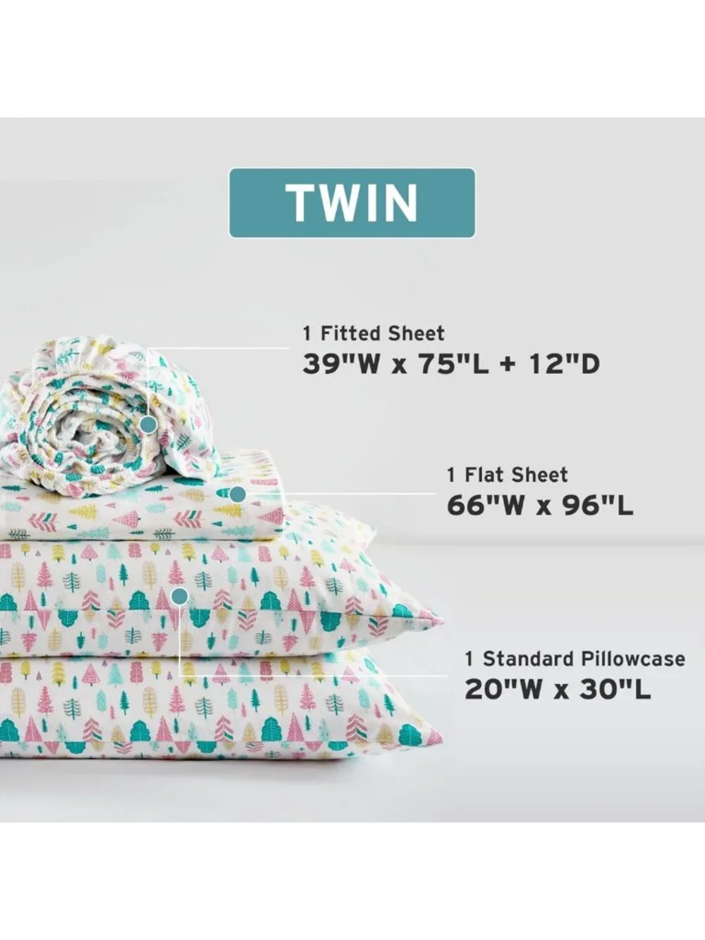 Cozy Soft 100% Cotton Flannel Sheet Set - Festive Holiday Trees, Deep Pocket